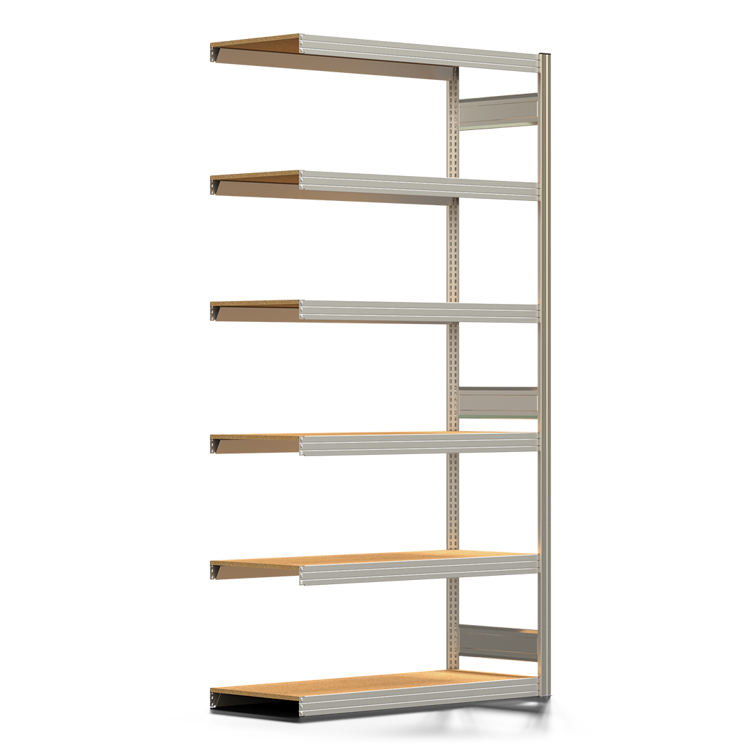 Fachbodenregal BERT - Breite: 128,5 cm - Tiefe: 50 cm - Höhe: 250 cm - 6 Böden - Anbauregal