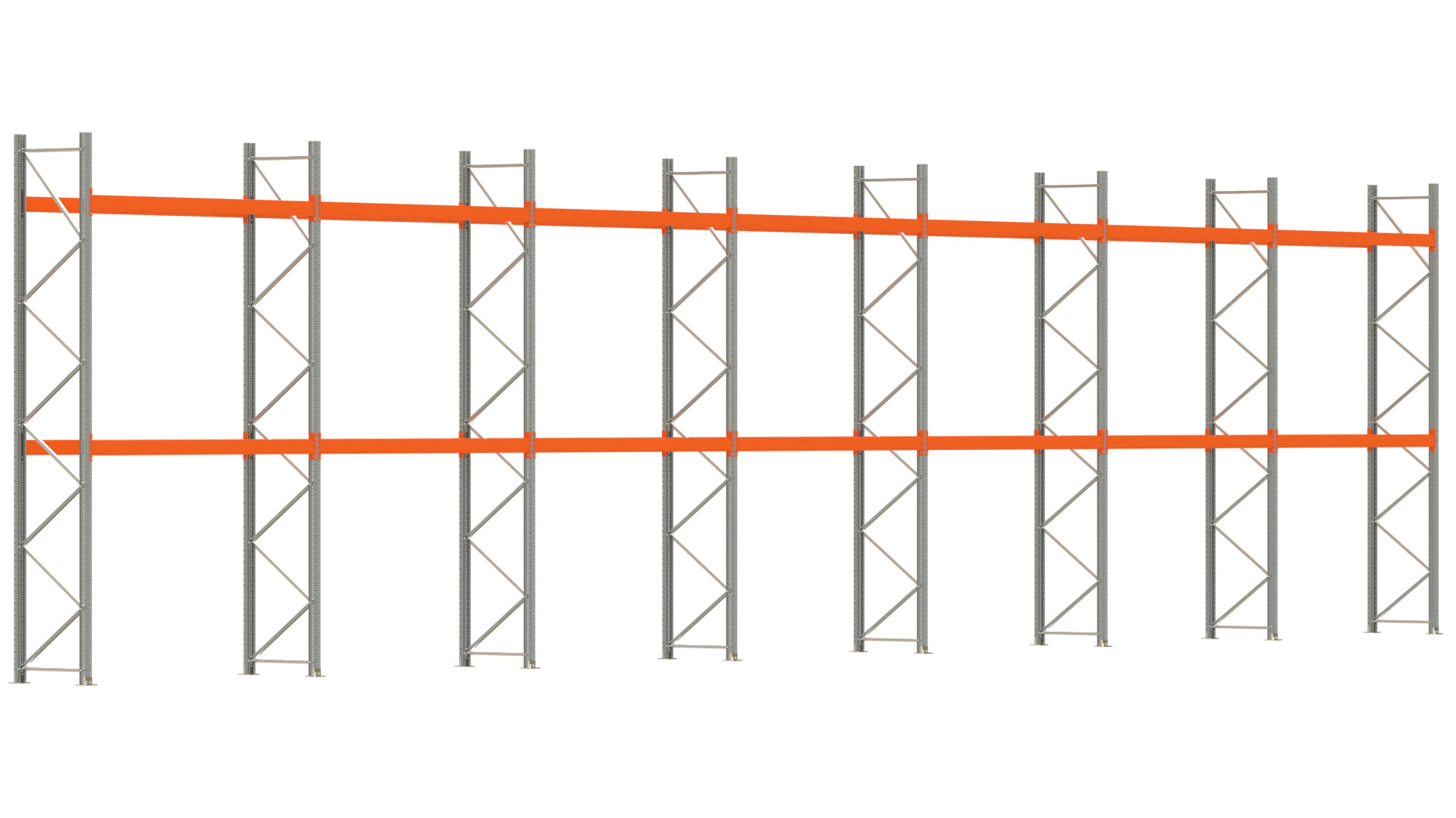 Palettenregal ARTUS - Breite 1958 cm - Höhe 450 cm - Tiefe 80 cm - Fachlast 3000 kg - 42 Palettenstellplätze
