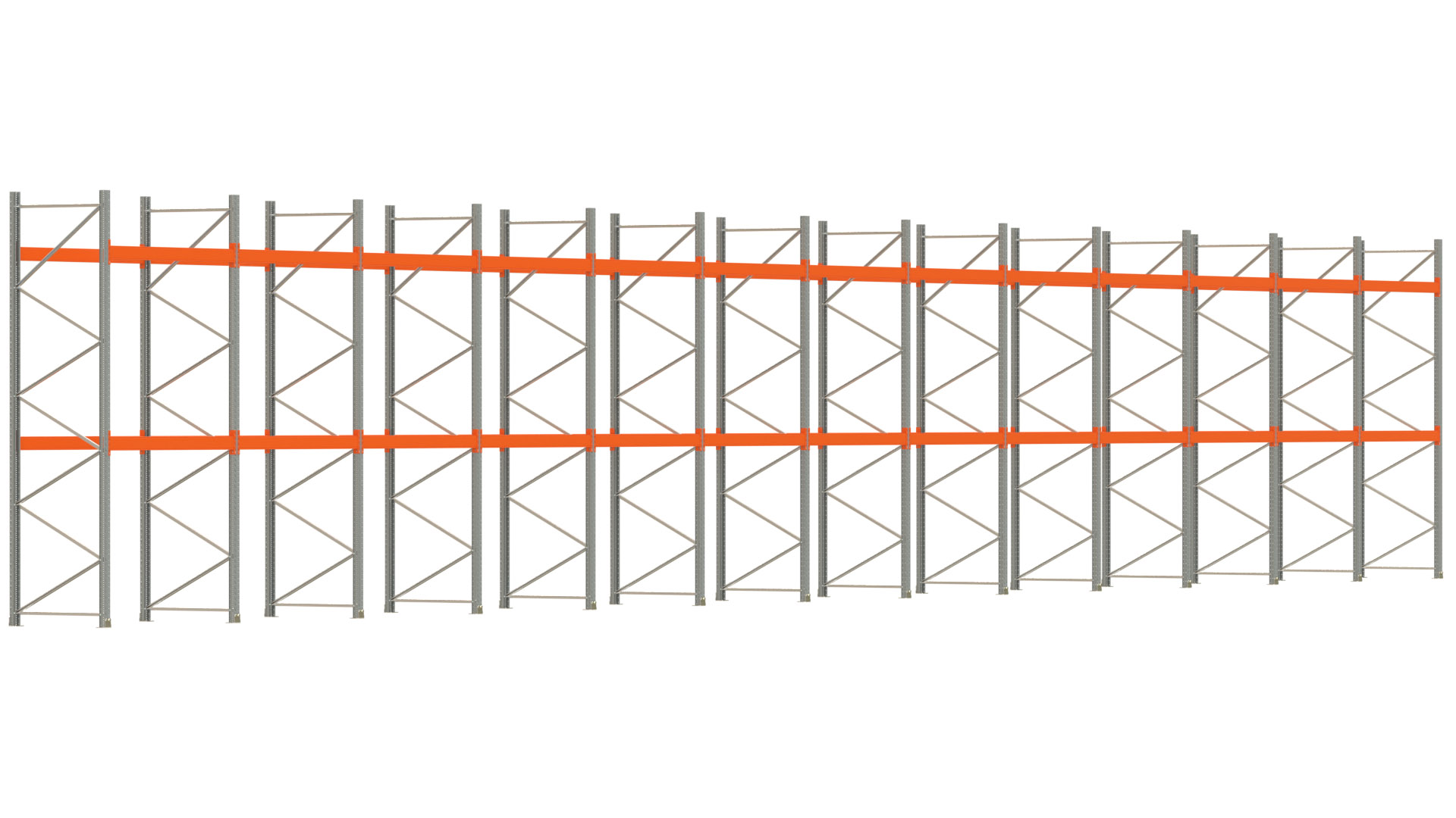 Palettenregal ARTUS - Breite 2589 cm - Höhe 400 cm - Tiefe 110 cm - Fachlast 2000 kg - 78 Palettenstellplätze
