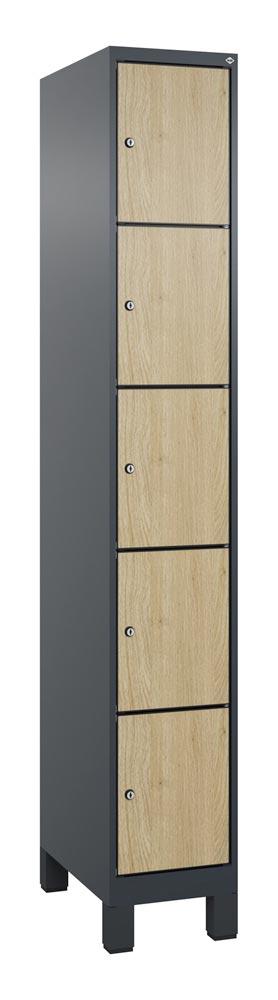 Fächerschrank mit MDF Türen, Breite 30 cm, Höhe 195 cm, Tiefe 50 cm, 5 Fächer