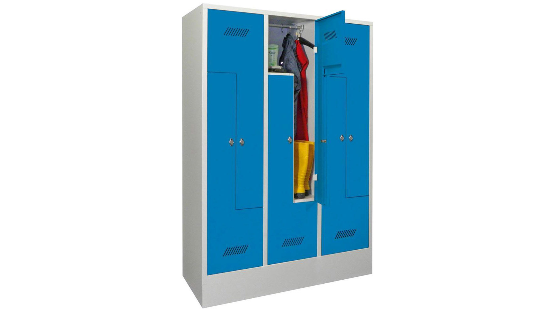 Z-Spind, Breite 120 cm, Höhe 185 cm, Tiefe 50 cm, 6 Abteile