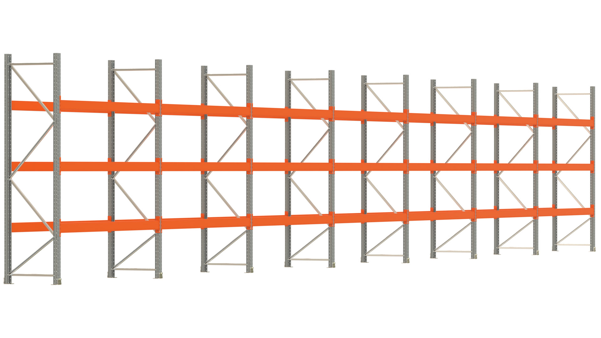 Palettenregal ARTUS - Breite 1958 cm - Höhe 300 cm - Tiefe 80 cm - Fachlast 3000 kg - 56 Palettenstellplätze