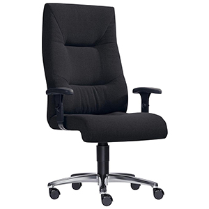 Bürostuhl, Schreibtischstuhl, Chefsessel Big, Größe XXL, Sitz-BxTxH 550x500x420-530 mm, Lehnenh. 750 mm, starre Mechanik, TL 200 kg, Armlehnen, Alu-Fußkreuz, Stoffbezug schwarz