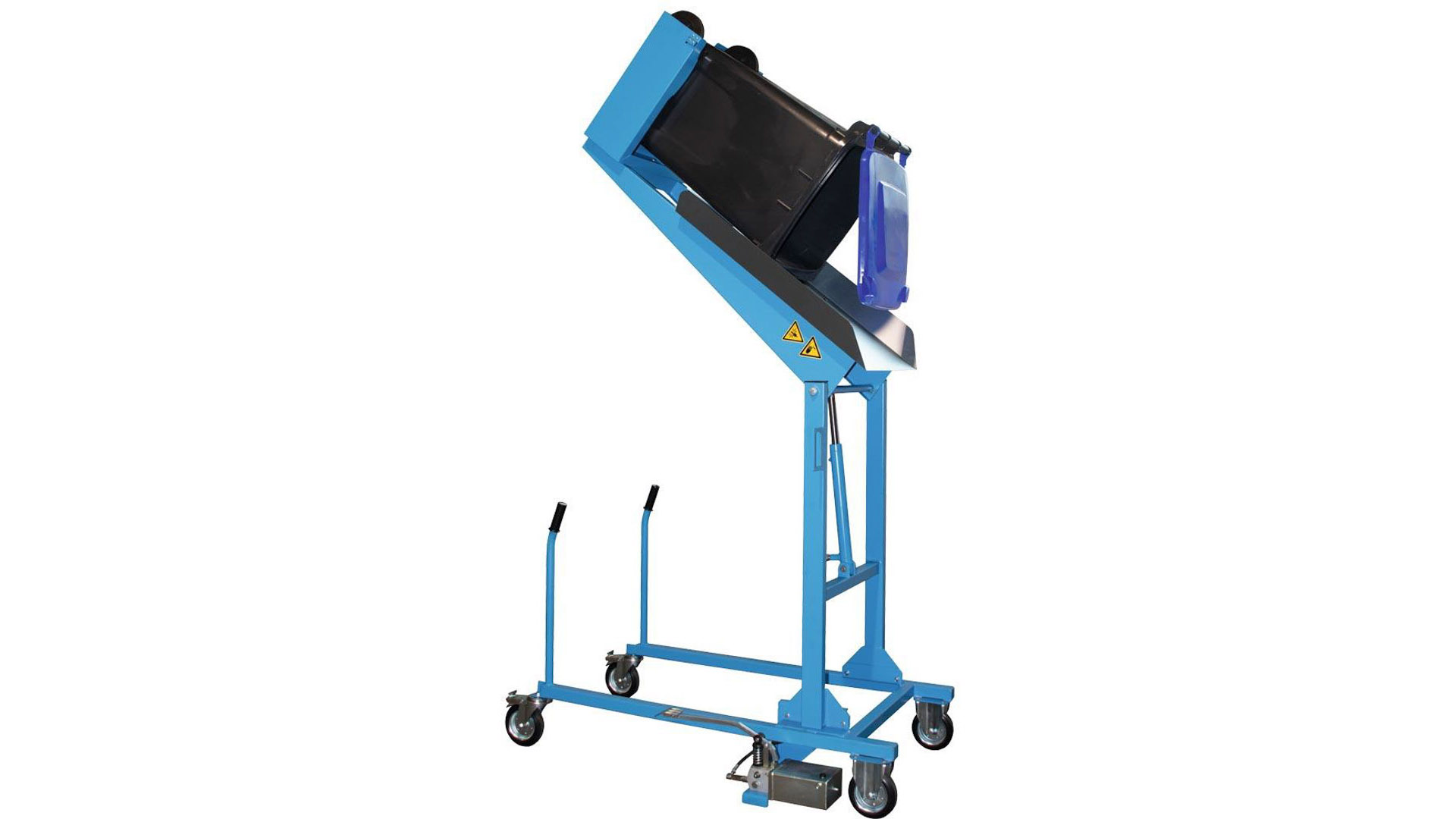 Mülltonnen-Kippstation - Tragkraft 110 kg - Hub mittels Fußpumpe - lichtblau