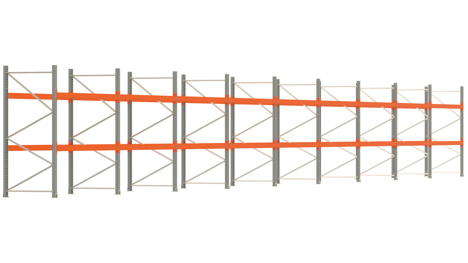 Palettenregal ARTUS - Breite 2515 cm - Höhe 250 cm - Tiefe 110 cm - Fachlast 3000 kg - 81 Palettenstellplätze