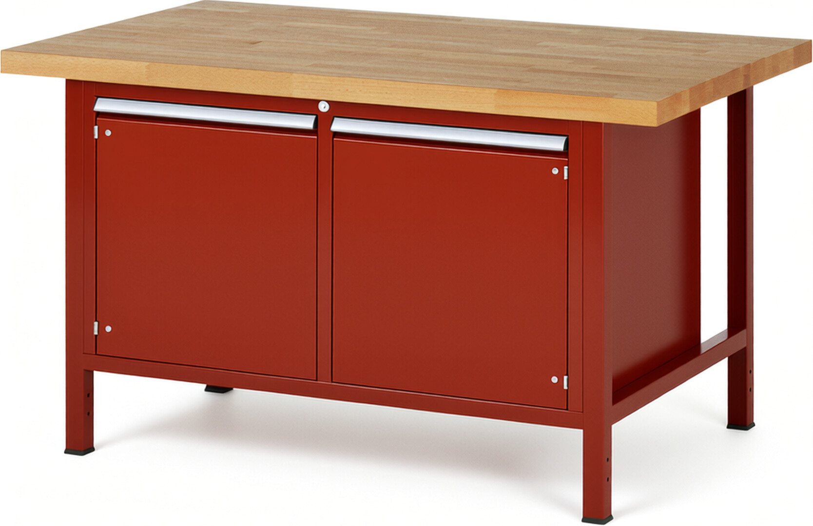 Werkbank Modell 8465 rot, BxTxH 1500x900x840 mm,  Buche-Massiv Arbeitsplatte 40 mm