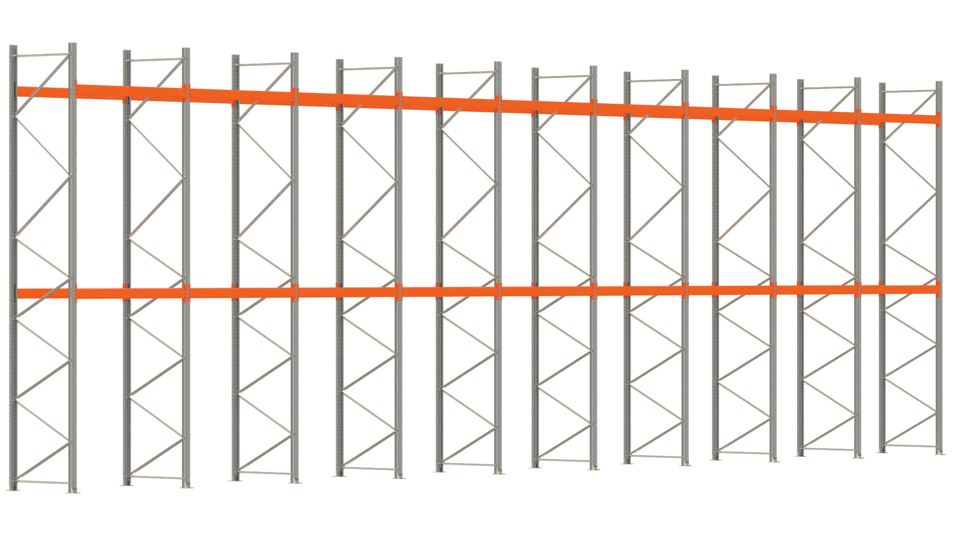 Palettenregal ARTUS - Breite 1795 cm - Höhe 550 cm - Tiefe 110 cm - Fachlast 3000 kg - 54 Palettenstellplätze