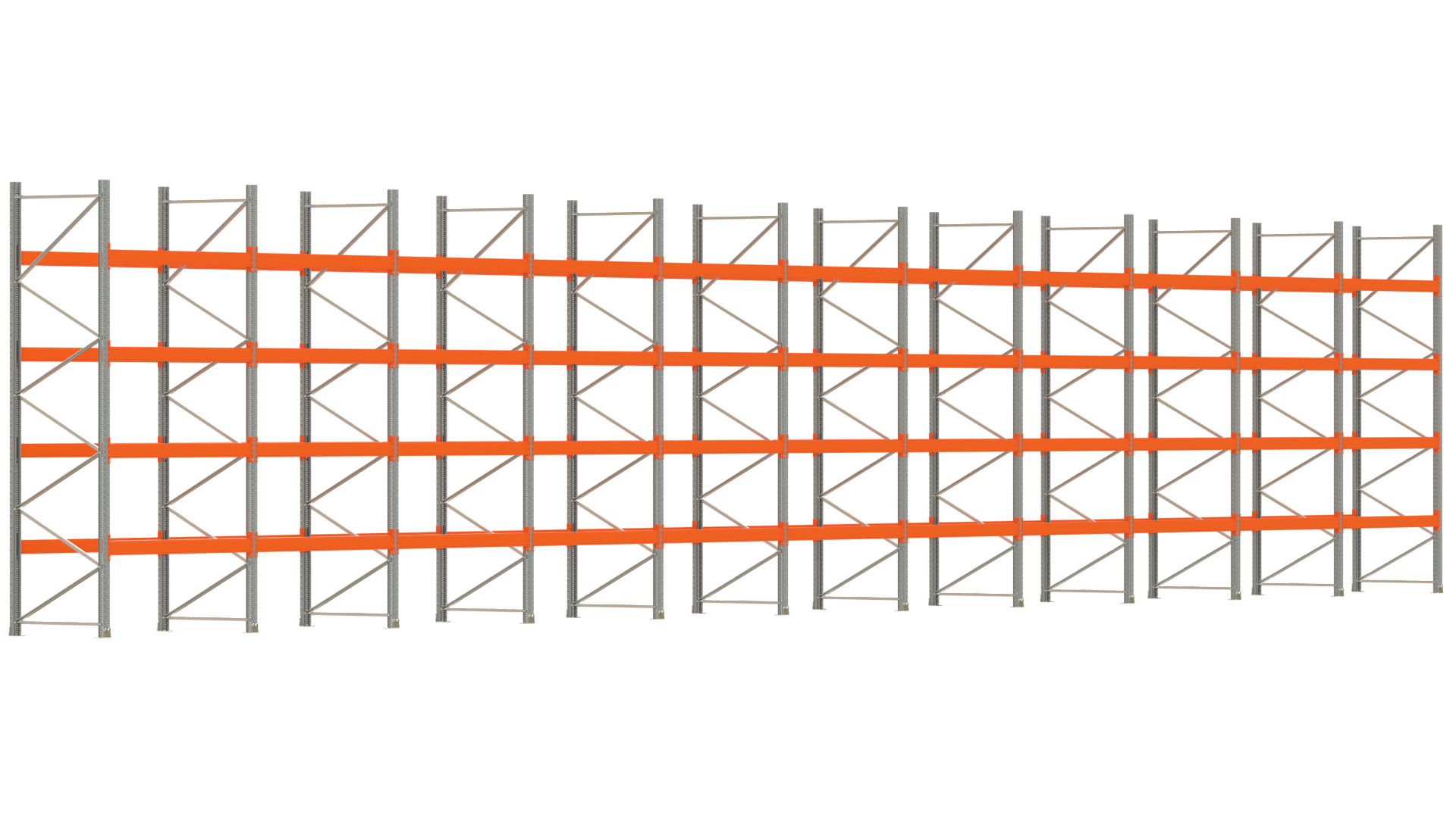 Palettenregal ARTUS - Breite 2192 cm - Höhe 400 cm - Tiefe 110 cm - Fachlast 2000 kg - 110 Palettenstellplätze