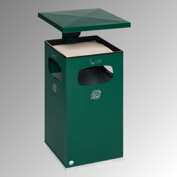 Kombi- Ascher mit Schutzdach für den Außenbereich - Mülleimer - Farbe grün