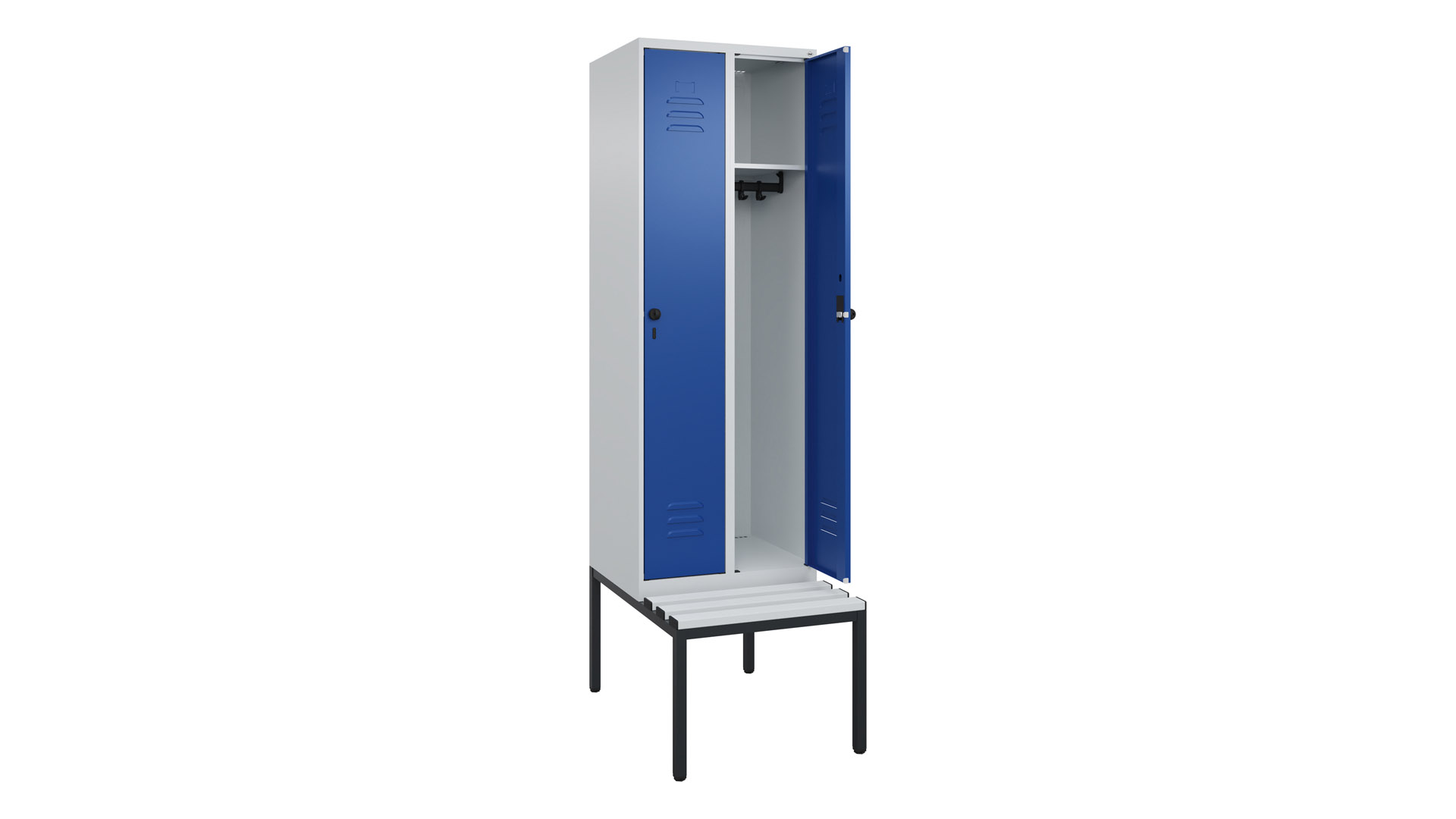 Spind - Garderobenschrank, Breite 60 cm, Höhe 212 cm, Tiefe 50 cm, 2 Abteile