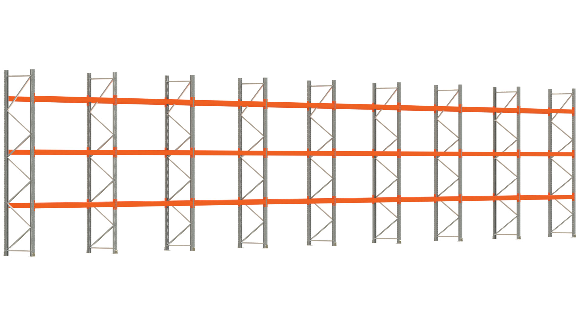 Palettenregal ARTUS - Breite 2236,5 cm - Höhe 400 cm - Tiefe 80 cm - Fachlast 2000 kg - 64 Palettenstellplätze