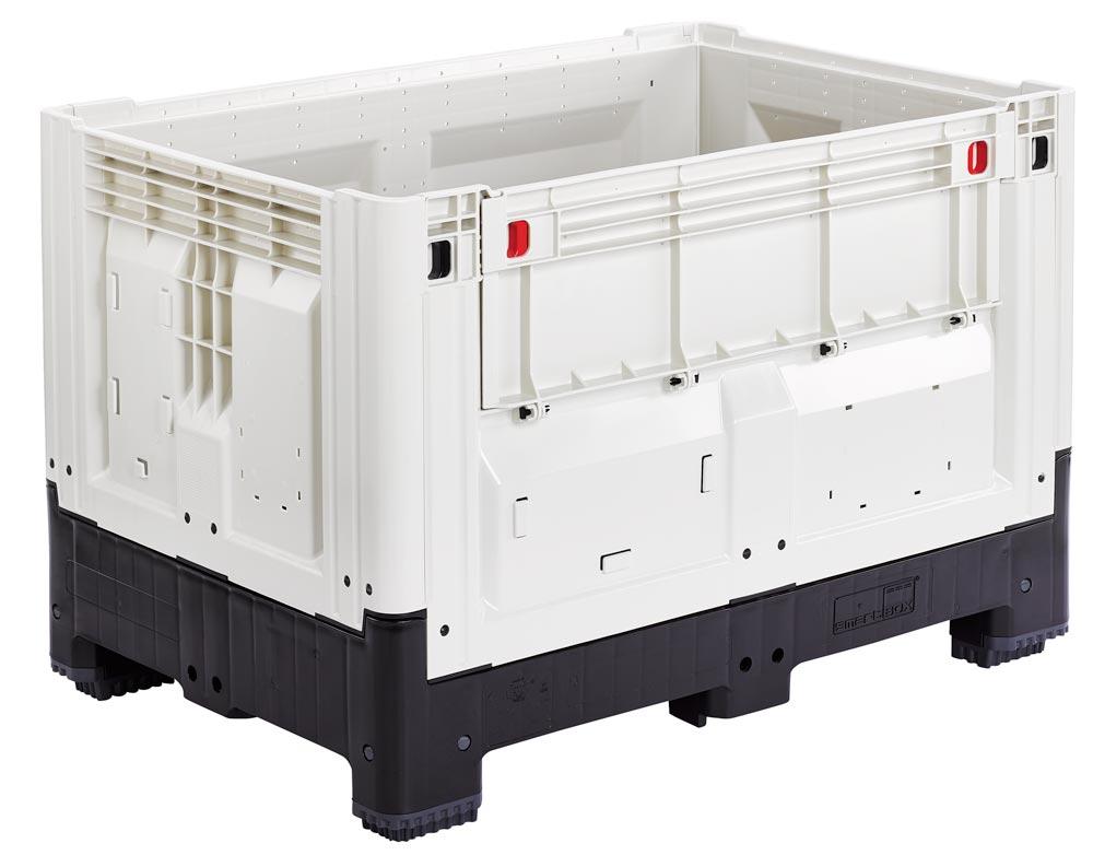 Palettenbox mit Füßen - Polyethylen - klappbar - Traglast 650 kg - 800 x 1.200 x 800 mm (HxBxT) - elfenbein/schwarz