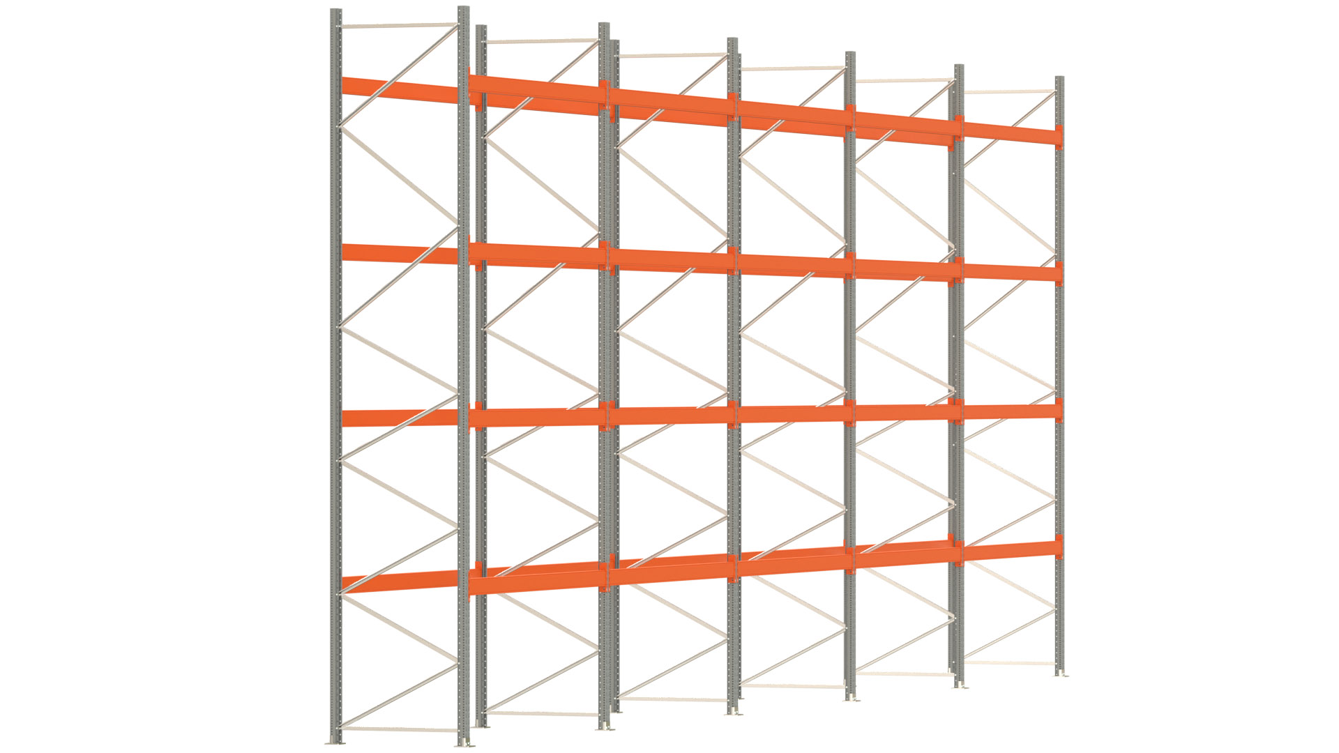 Palettenregal ARTUS - Breite 1401 cm - Höhe 550 cm - Tiefe 110 cm - Fachlast 2700 kg - 75 Palettenstellplätze