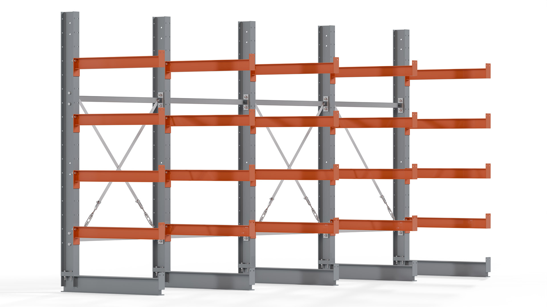 Kragarmregal KARL basic - lackiert - Breite: 400 cm - Höhe: 200 cm - Tiefe: 80 cm - Traglast je Kragarm: 550 kg - einseitig