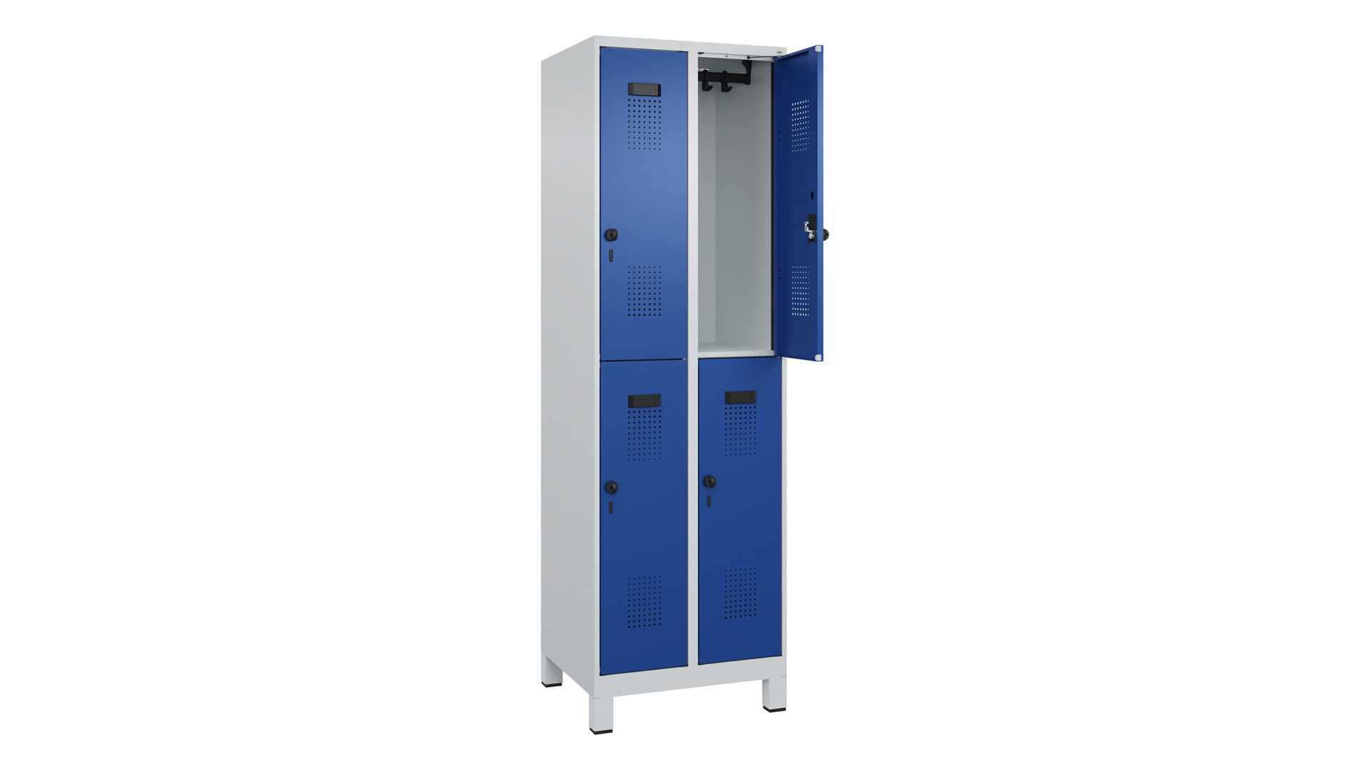 Garderobenspind doppelstöckig, Breite 60 cm, Höhe 195 cm, Tiefe 50 cm, 4 Fächer
