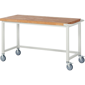 Fahrbare Werkbank, BxTxH 1500x700x880 mm, Platte Buche 40 mm, RAL 7035
