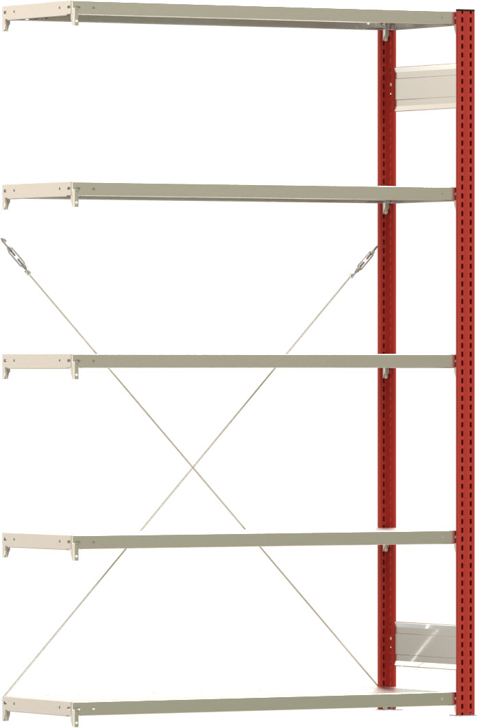 Fachbodenregal BERT - Breite: 128,5 cm - Tiefe: 40 cm - Höhe: 200 cm - 5 Böden - Anbauregal