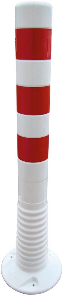 Flexibler Sperrpfosten, Flexipfosten, weiß/rot m. 2 retroreflektierenden Streifen, Polyurethan H. 750 mm, Durchm. 80 mm, ohne Befestigungsmaterial