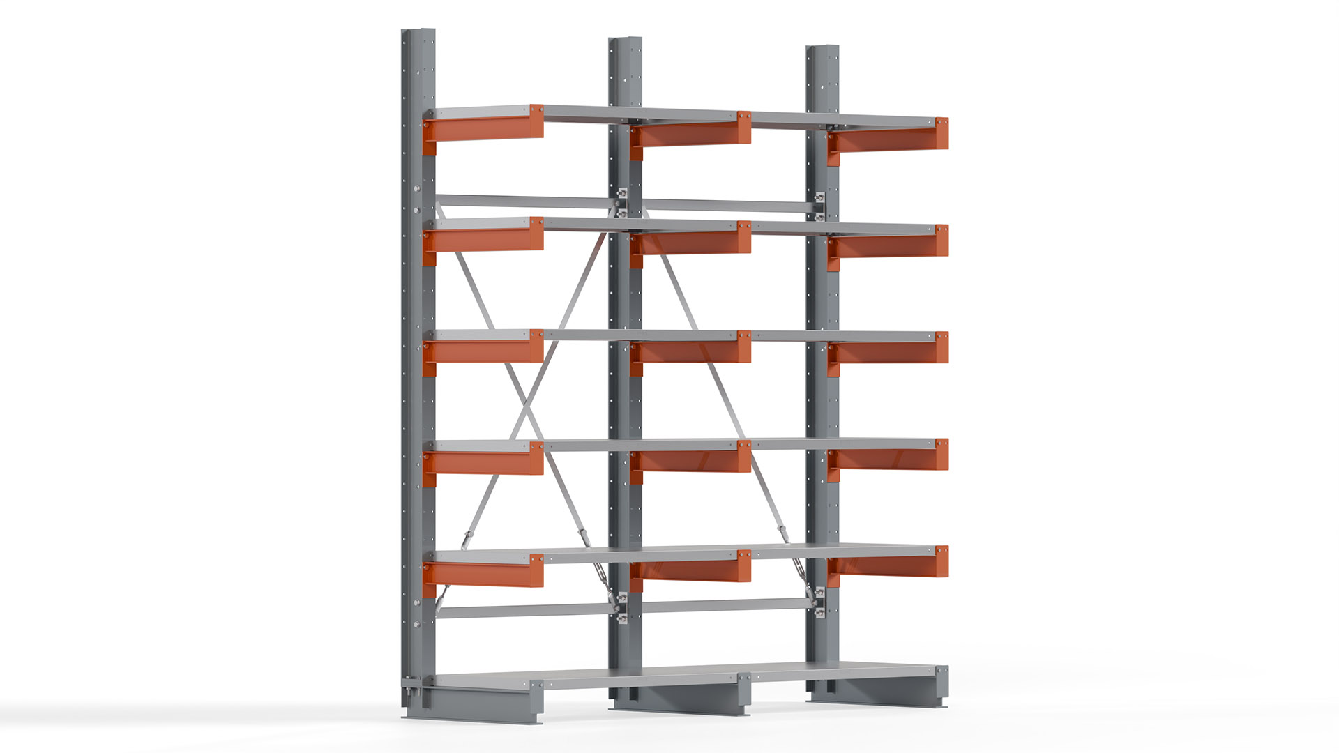 Kragarmregal KARL basic - lackiert - Breite: 200 cm - Höhe: 250 cm - Tiefe: 60 cm - Traglast je Kragarm: 730 kg - einseitig