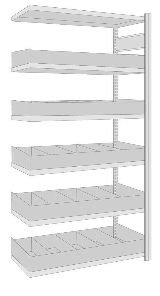 Kleinteileregal mit Schüttensets