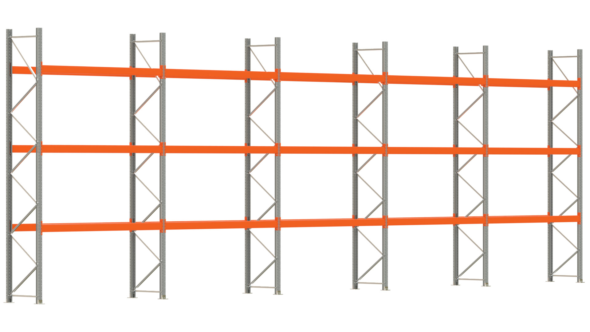 Palettenregal ARTUS - Breite 1401 cm - Höhe 450 cm - Tiefe 80 cm - Fachlast 2910 kg - 40 Palettenstellplätze