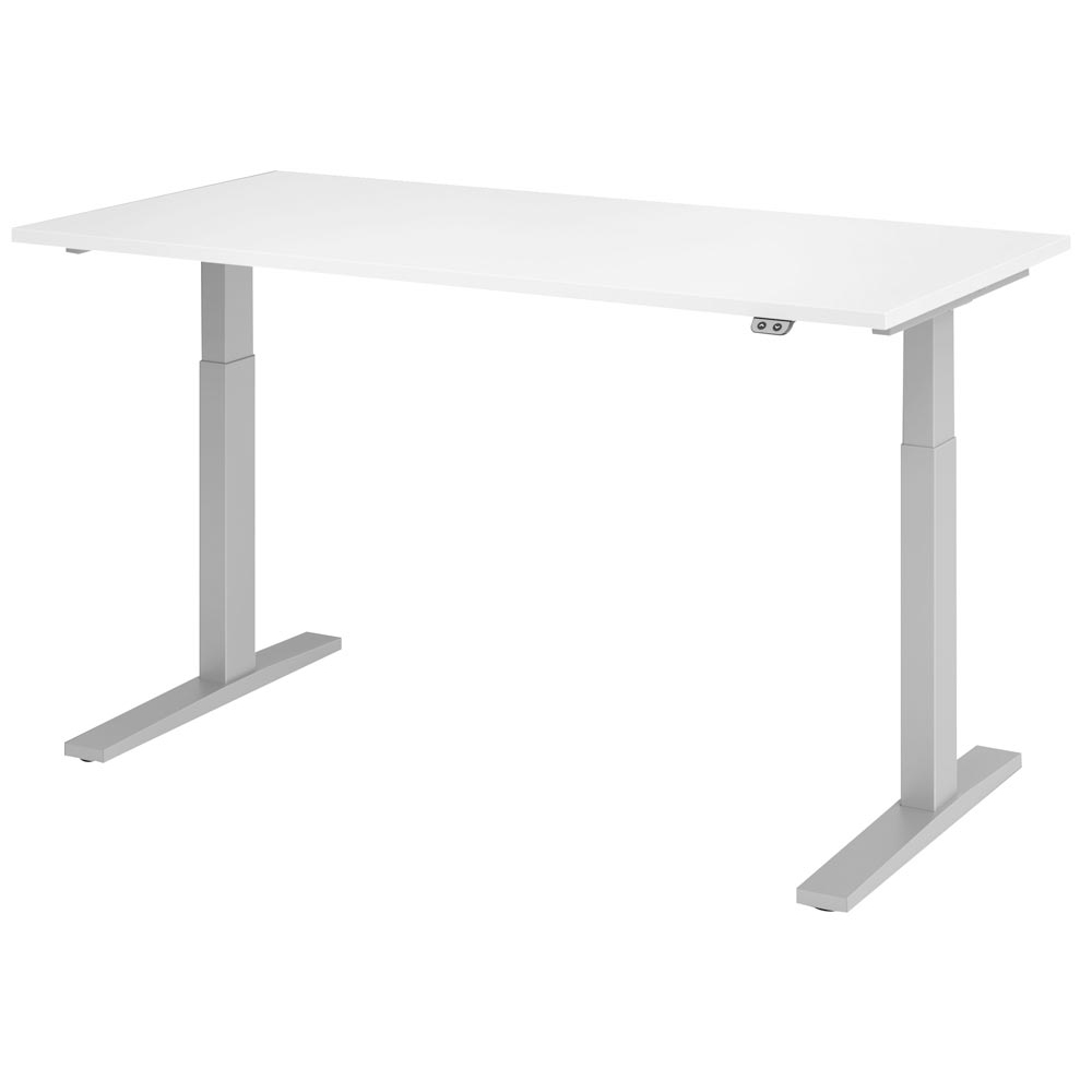 Schreibtisch elektrisch höhenverstellbar von 700-1200 mm,Tastschalter, BxT 1600x800 mm, weiß