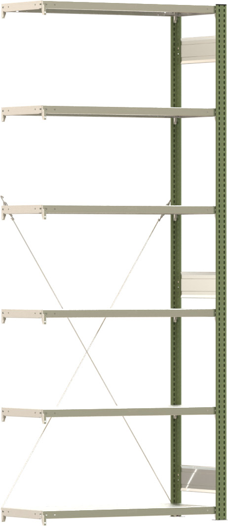 Fachbodenregal BERT - Breite: 100,5 cm - Tiefe: 40 cm - Höhe: 250 cm - 6 Böden - Anbauregal