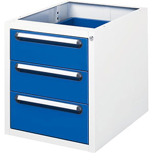 Unterbauschrank BxTxH 490x600x545 mm, Schubladen: 2x150, 1x180 mm, RAL 7035/5010