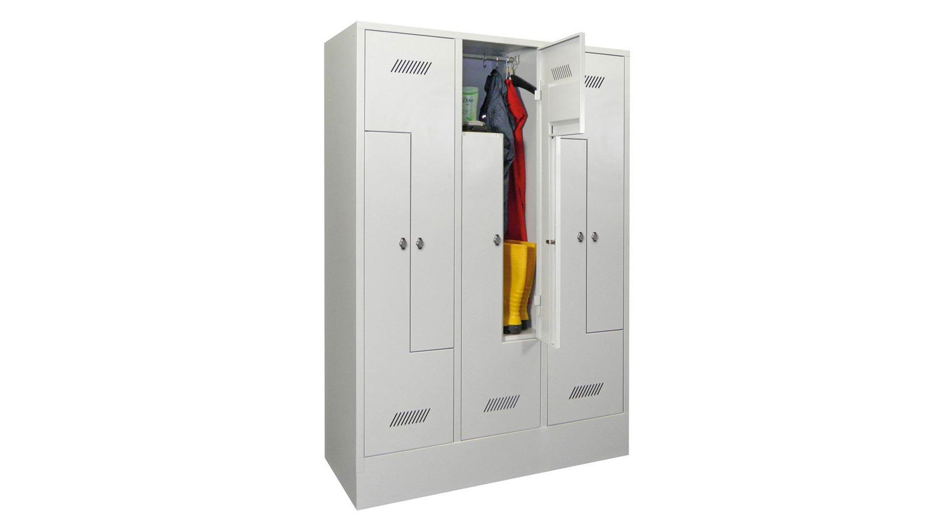 Z-Spind, Breite 120 cm, Höhe 185 cm, Tiefe 50 cm, 6 Abteile