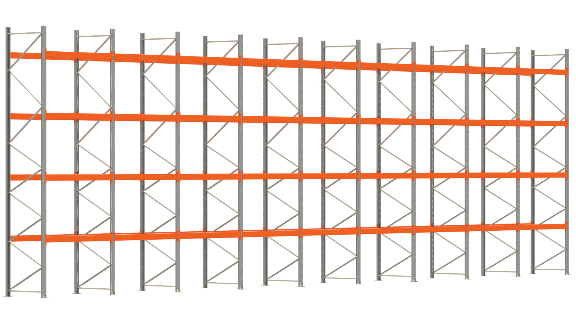 Palettenregal ARTUS - Breite 1795 cm - Höhe 550 cm - Tiefe 110 cm - Fachlast 2000 kg - 90 Palettenstellplätze