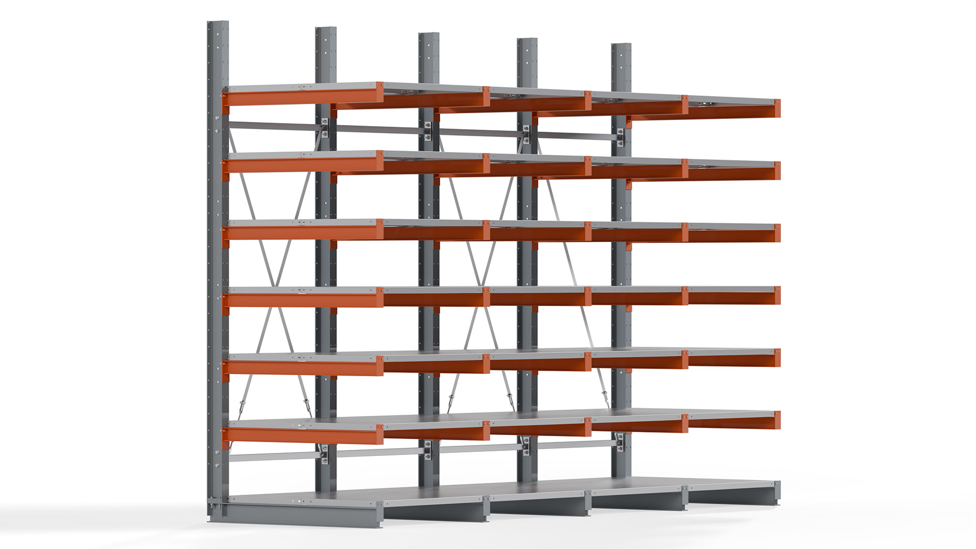 Kragarmregal KARL basic - lackiert - Breite: 400 cm - Höhe: 300 cm - Tiefe: 120 cm - Traglast je Kragarm: 370 kg - einseitig