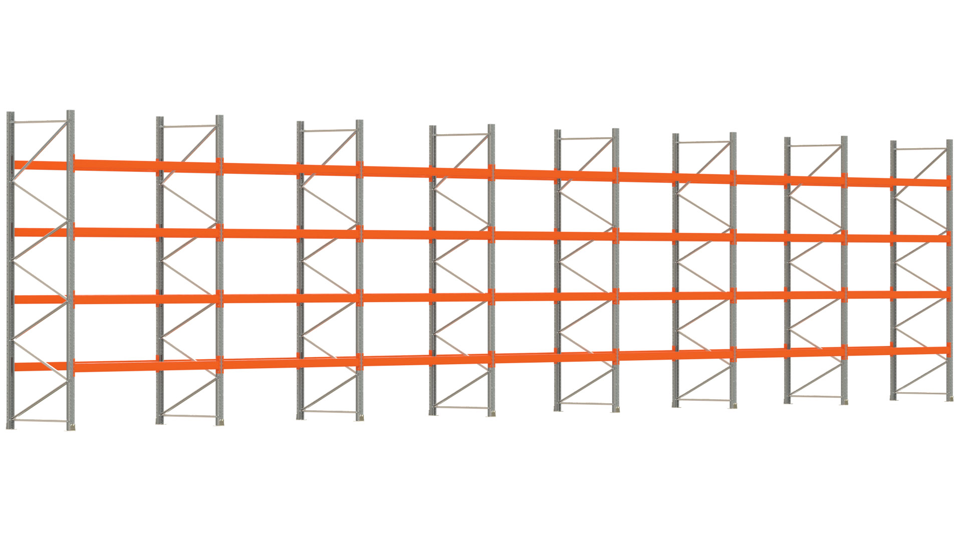 Palettenregal ARTUS - Breite 1958 cm - Höhe 400 cm - Tiefe 110 cm - Fachlast 2000 kg - 105 Palettenstellplätze