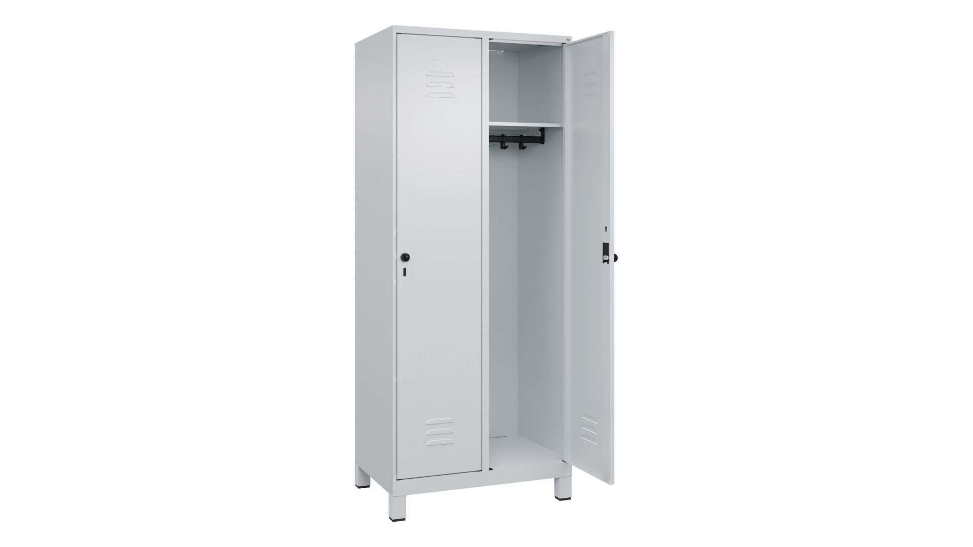 Spind - Garderobenschrank, Breite 80 cm, Höhe 195 cm, Tiefe 50 cm, 2 Abteile