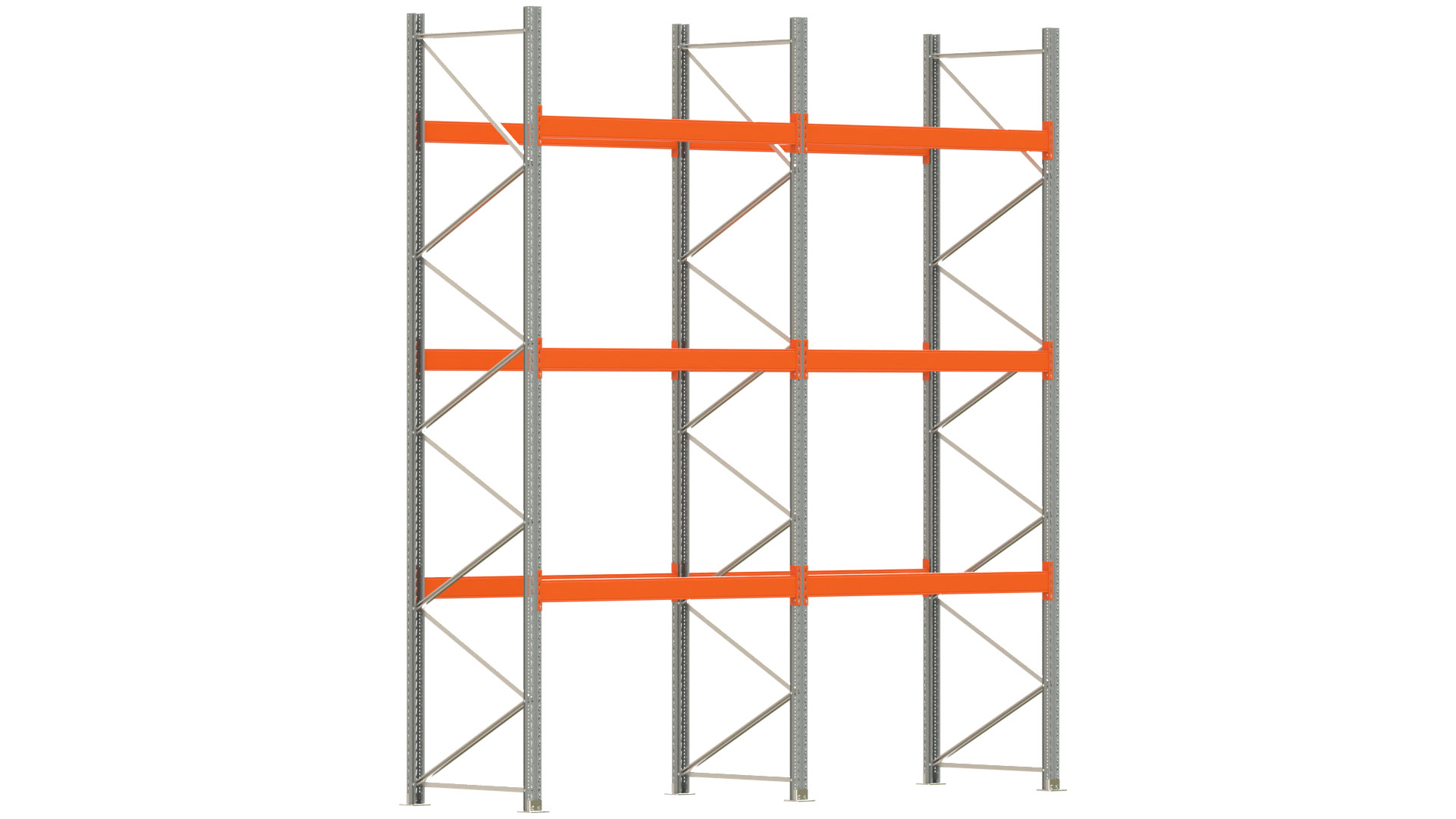 Palettenregal ARTUS - Breite 405,5 cm - Höhe 450 cm - Tiefe 110 cm - Fachlast 2000 kg - 16 Palettenstellplätze