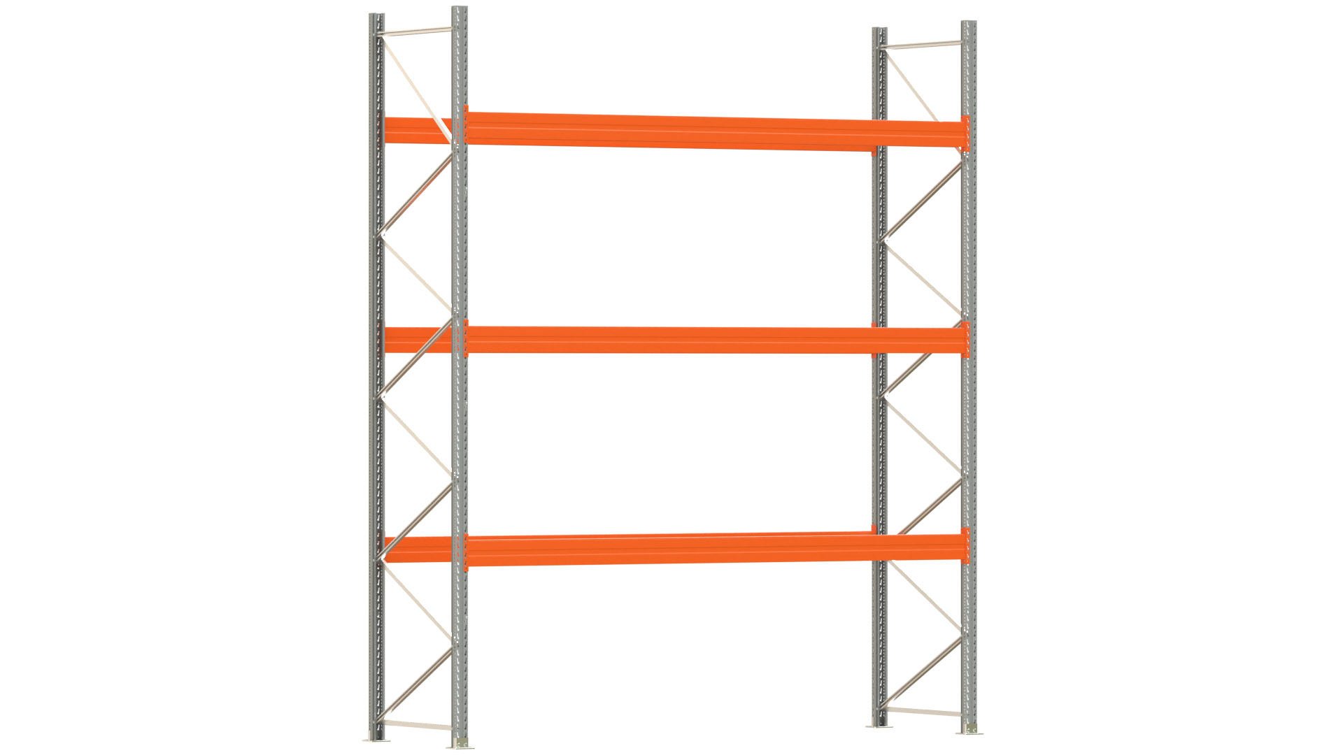 Palettenregal ARTUS - Breite 377 cm - Höhe 450 cm - Tiefe 110 cm - 3 Träger-Ebenen - Fachlast 3000 kg - 16 Palettenstellplätze