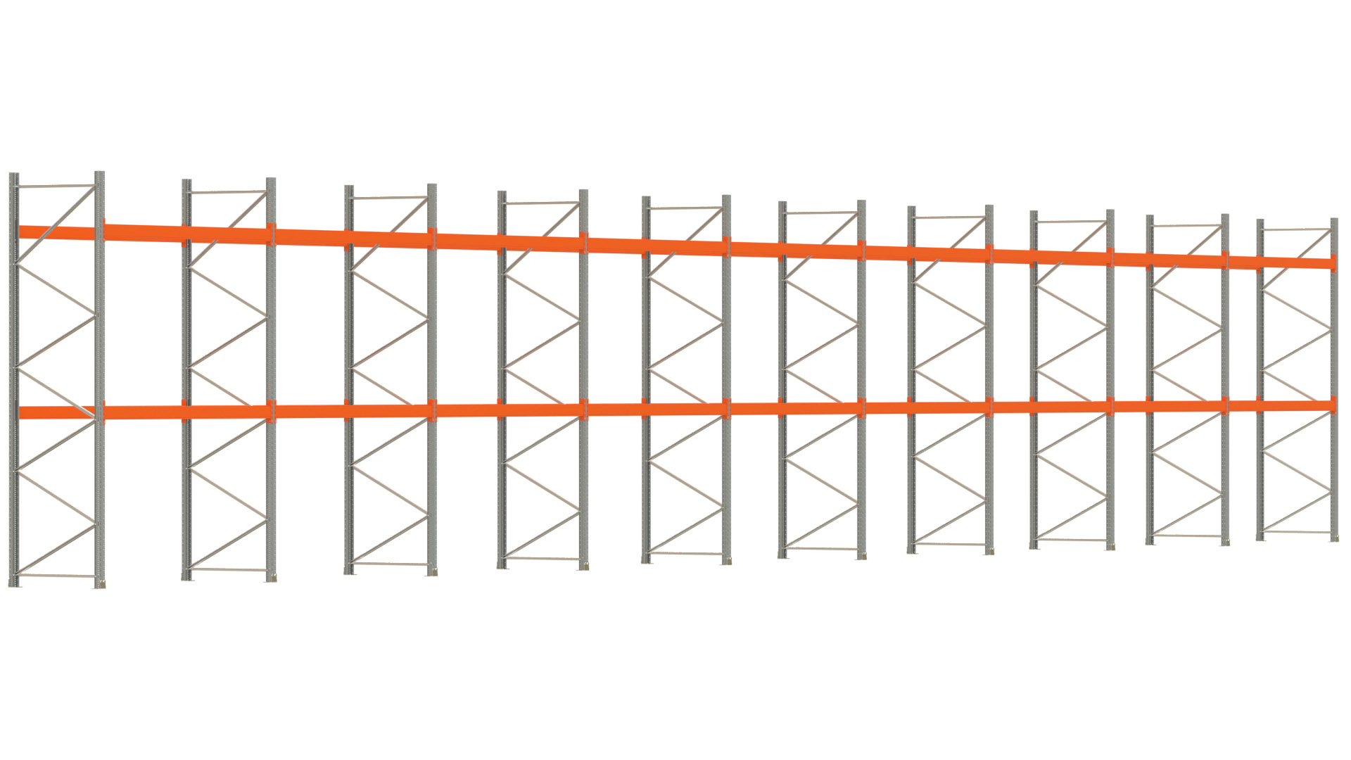 Palettenregal ARTUS - Breite 2515 cm - Höhe 400 cm - Tiefe 110 cm - Fachlast 3000 kg - 81 Palettenstellplätze