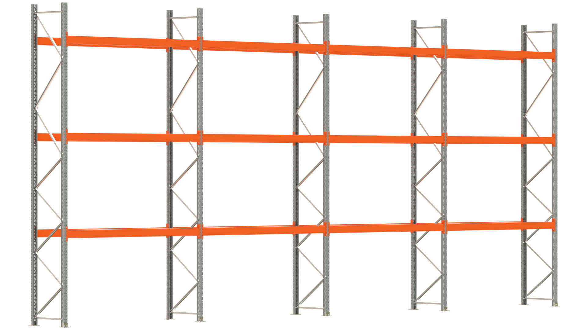 Palettenregal ARTUS - Breite 1122,5 cm - Höhe 500 cm - Tiefe 80 cm - Fachlast 3000 kg - 32 Palettenstellplätze