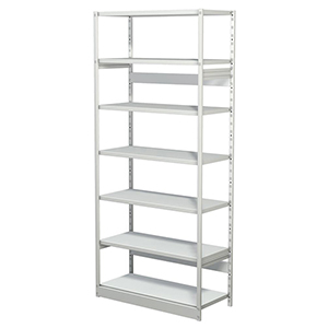 Aktenregal, Büroregal - Steckregal ohne Rückwand, Grundfeld, 7 Fachböden, 6 OH, BxTxH 960x400x2250 mm, lichtgrau