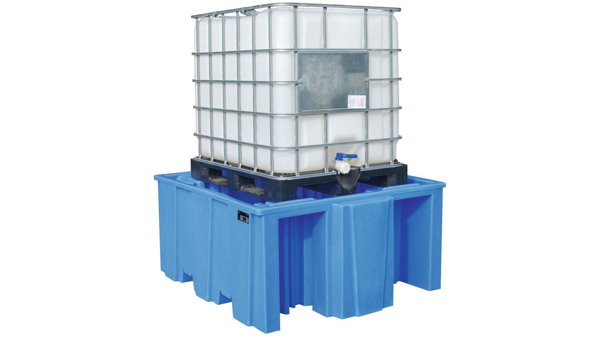 Säurebeständige Auffangwanne aus PE - 1.000 l Volumen - für 1 IBC-Container