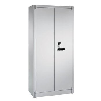 Aktenschrank, Büroschrank, Feuerschutzklasse A1, DIN 4102, 4 Fachböden, Korpus lichtgrau, Türen lichtgrau, 1.950 x 930 x 500 mm (HxBxT)