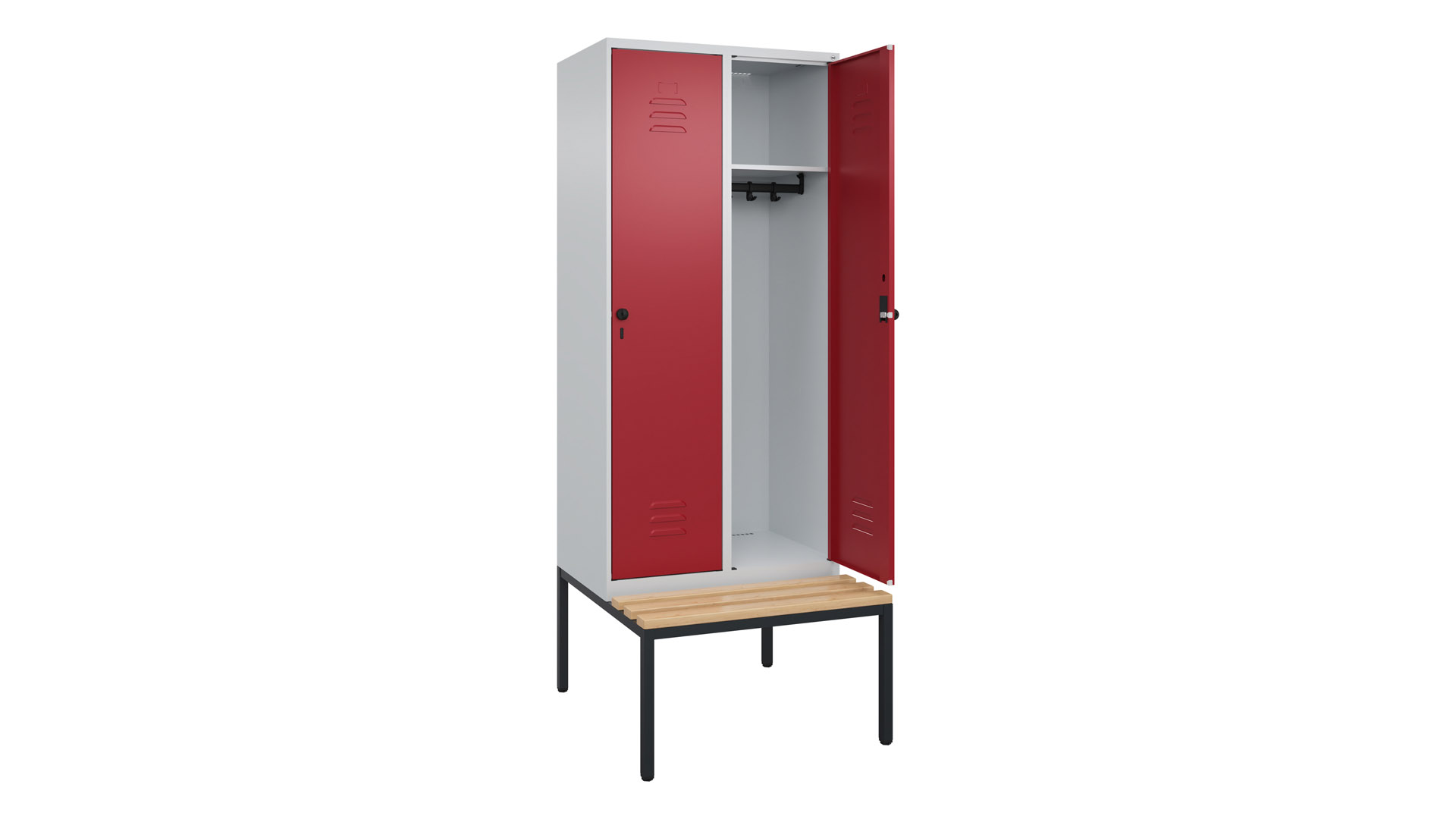 Spind - Garderobenschrank, Breite 80 cm, Höhe 212 cm, Tiefe 50 cm, 2 Abteile