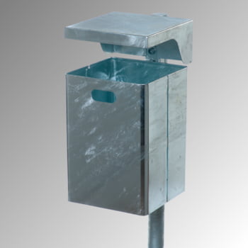 Abfallbehälter rechteckig, mit Haube - Wand- oder Pfostenbefestigung