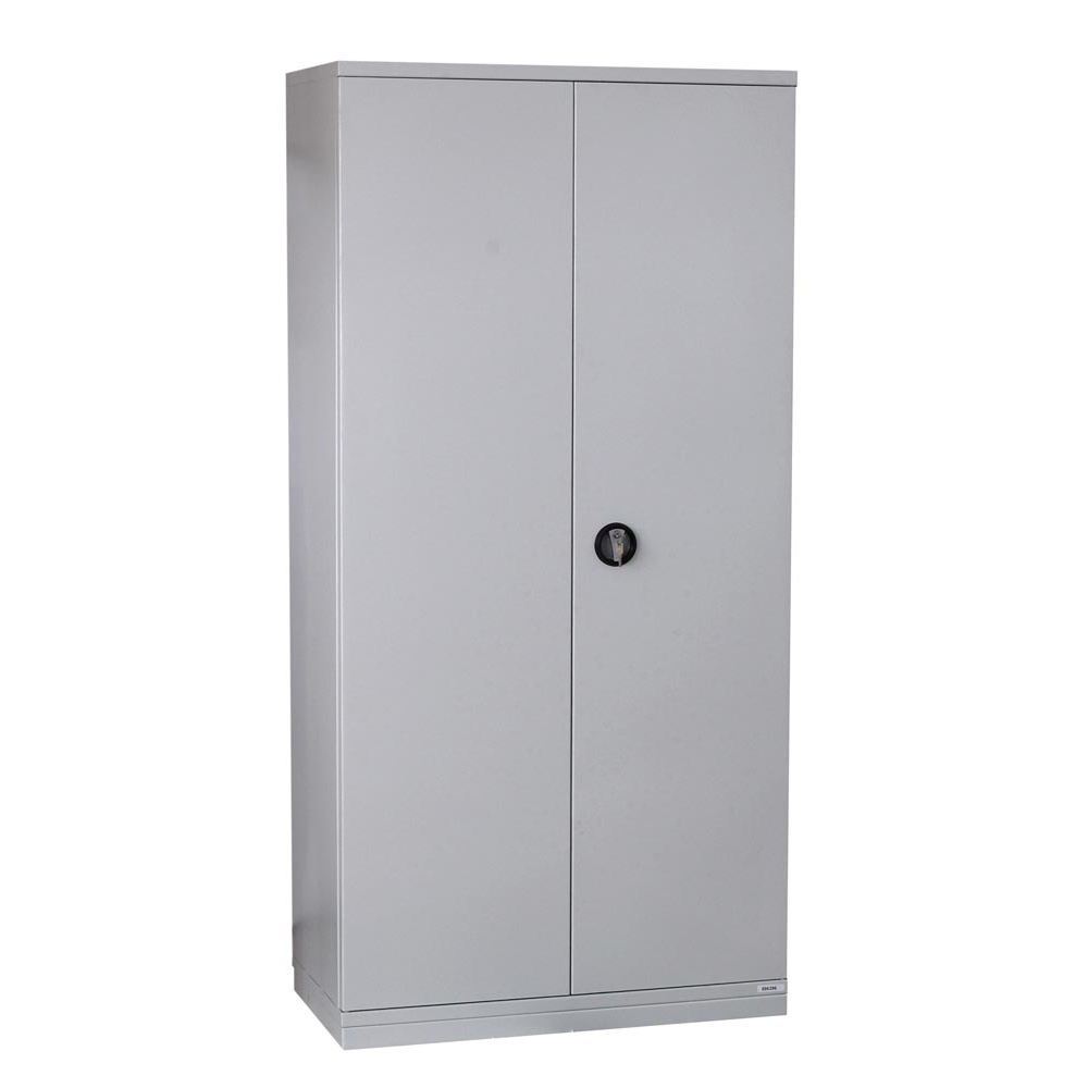Aktenschrank mit Flügeltüren, Büroschrank, feuergeschützt, BxTxH 1200x500x1950 mm, 2 Türen, 4 Böden, Kapazität 75 Ordner, RAL 7035 lichtgrau