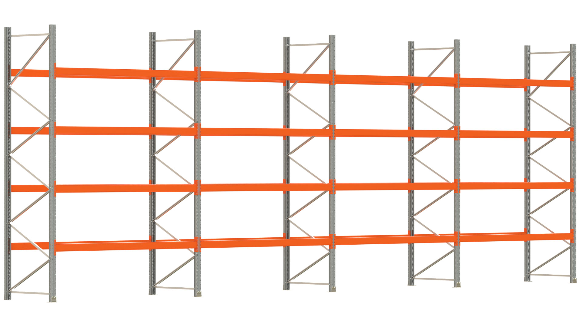 Palettenregal ARTUS - Breite 1122,5 cm - Höhe 400 cm - Tiefe 110 cm - Fachlast 2325 kg - 60 Palettenstellplätze
