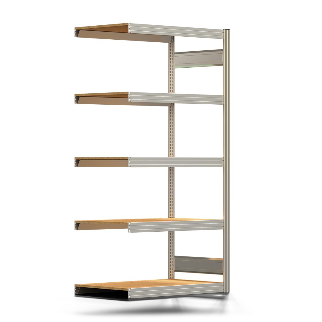 Fachbodenregal BERT - Breite: 100,5 cm - Tiefe: 60 cm - Höhe: 200 cm - 5 Böden - Anbauregal