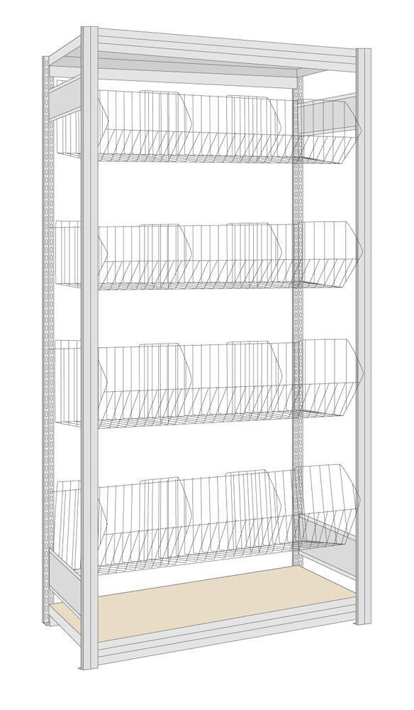 Kleinteileregal mit Gitterkörben