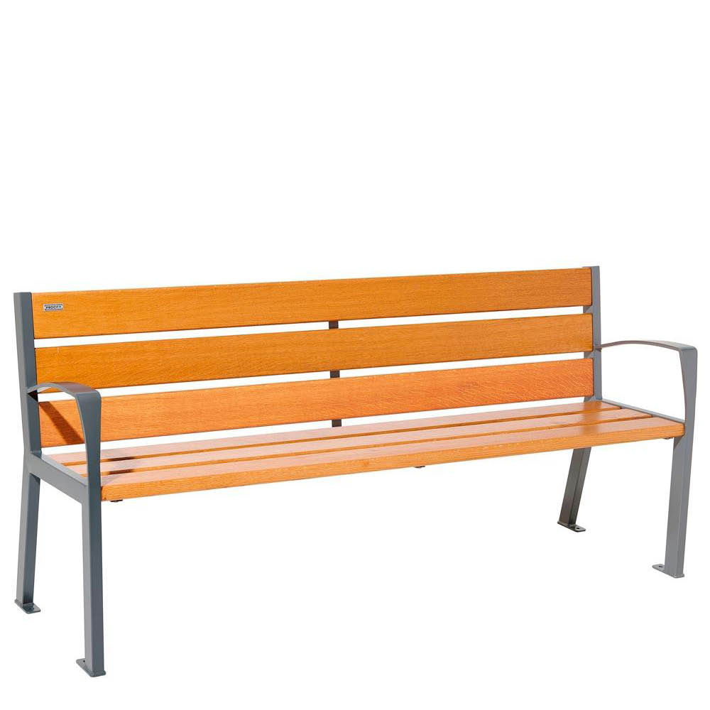 Parkbank aus Stahl - Breite: 180 cm - Farbe: Eiche hell