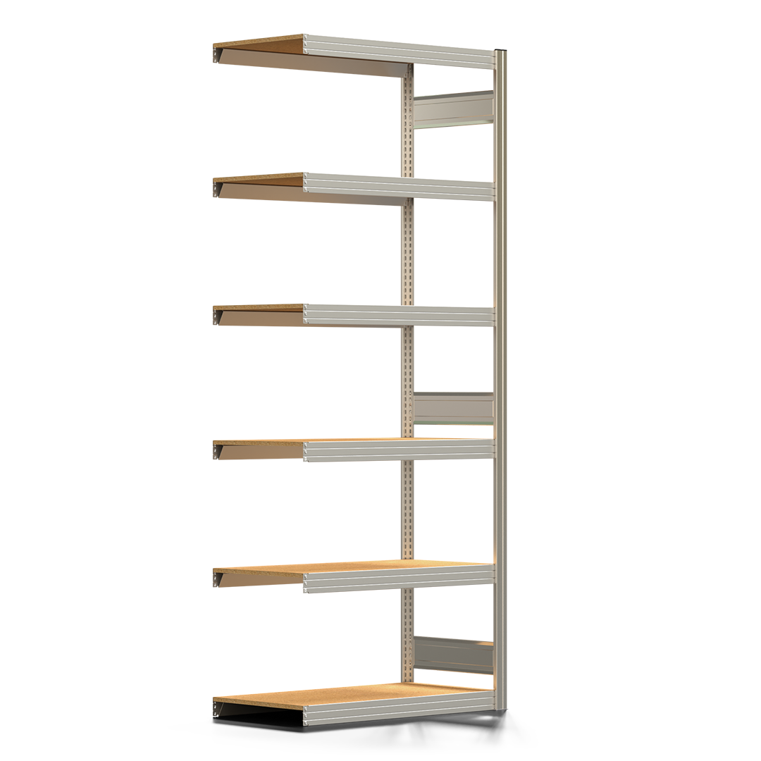 Fachbodenregal BERT - Breite: 100,5 cm - Tiefe: 50 cm - Höhe: 250 cm - 6 Böden - Anbauregal