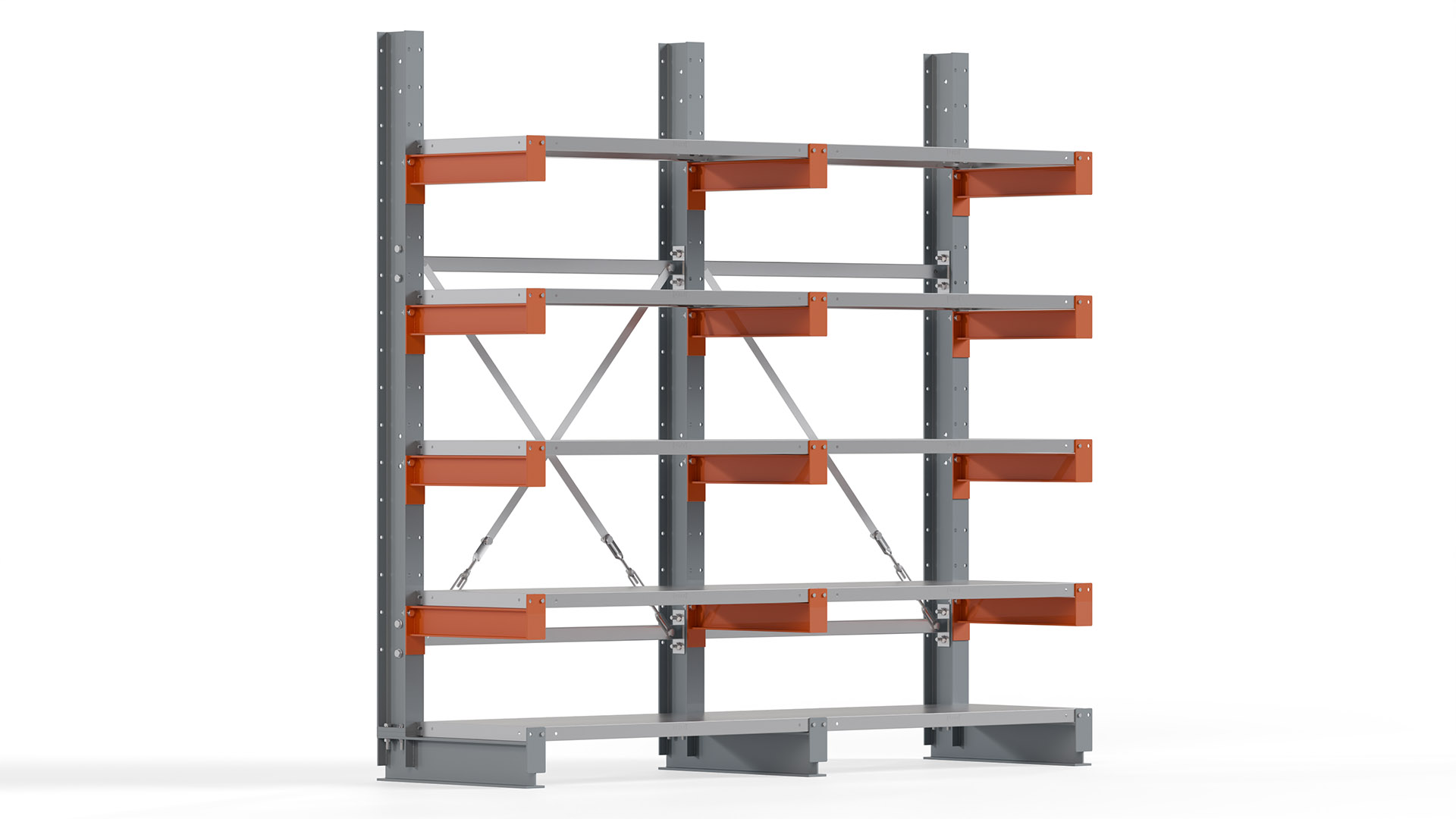 Kragarmregal KARL basic - lackiert - Breite: 200 cm - Höhe: 200 cm - Tiefe: 50 cm - Traglast je Kragarm: 870 kg - einseitig