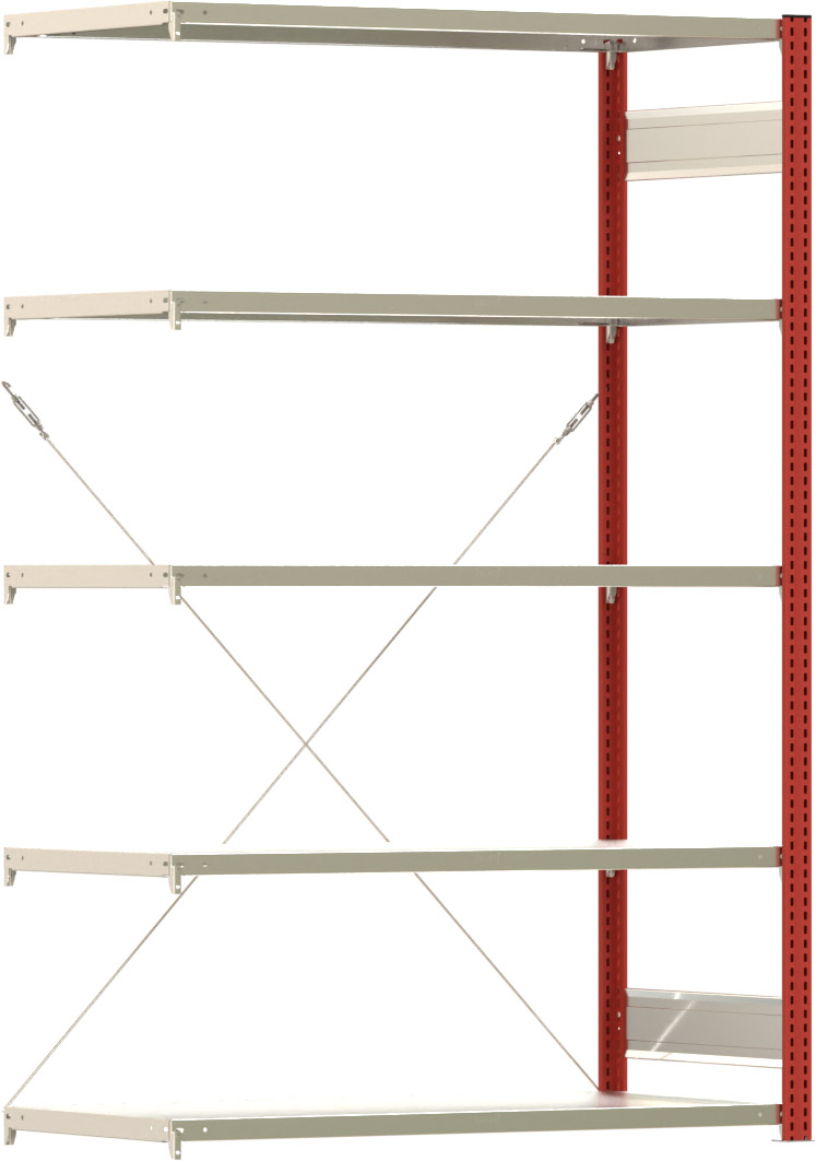 Fachbodenregal BERT - Breite: 128,5 cm - Tiefe: 60 cm - Höhe: 200 cm - 5 Böden - Anbauregal